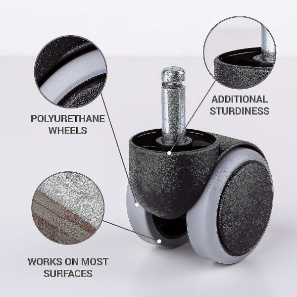 5 kpl Kumipyörä Toimistotuolin Kääntöpyörä, 50 mm