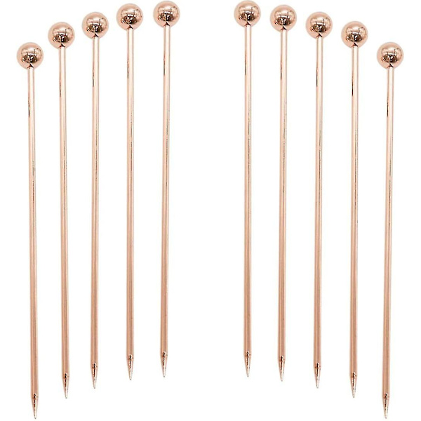 10-pakning Cocktailpinner Sett Rustfritt Stål Fruktpinner Gjenbrukbare Drikkepinner Appetitt Tannpirkere