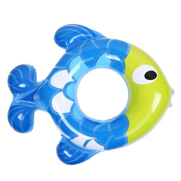 RYO_Nya Barnringar Uppblåsbar Badring för Barn Söt Tropisk Fiskform Pool Flyt för Barn Badring Flyt Blue