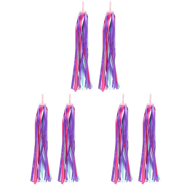 3 Paria Värikkäitä Lasten Potkulaudan Ja Polkupyörän Ohjaustangon Viritysnaruja, Tarttujia, Tupsuja, Nauhoja, Vauvan Kantokorin Tarvikkeita 3 pairs 25X0.7CM