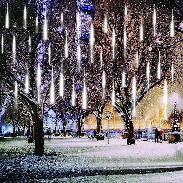 Meteorlys Falling Snowfall Lys Med 10 Spiralrør 280 LED Faldende Snelys Til Juletræ Havefest Bryllupsdekoration