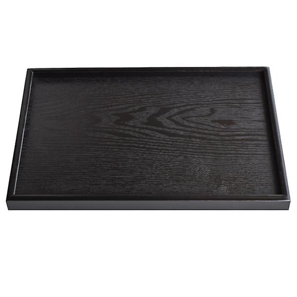 1pc Retro Style Dining Tray Home Wooden Tray Hotel Shop Decorative Tray (Black)Black35x24cm