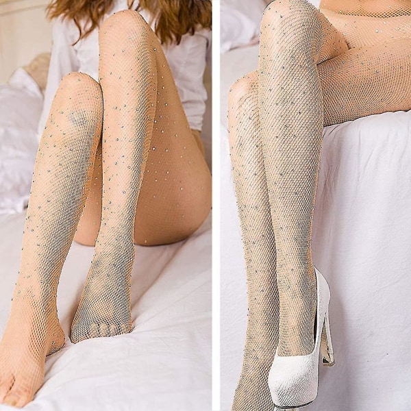 Rhinestone Fishnet Stockings Crystal Net Tights Pantyhose For Women Party