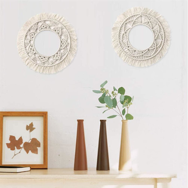 Rund Makramé Boho Väggdekor Handvävd Väggbonad Dekorationer För Hem Vardagsrum Sovrum Barnrum (stil 1), Stil 2, 34cm