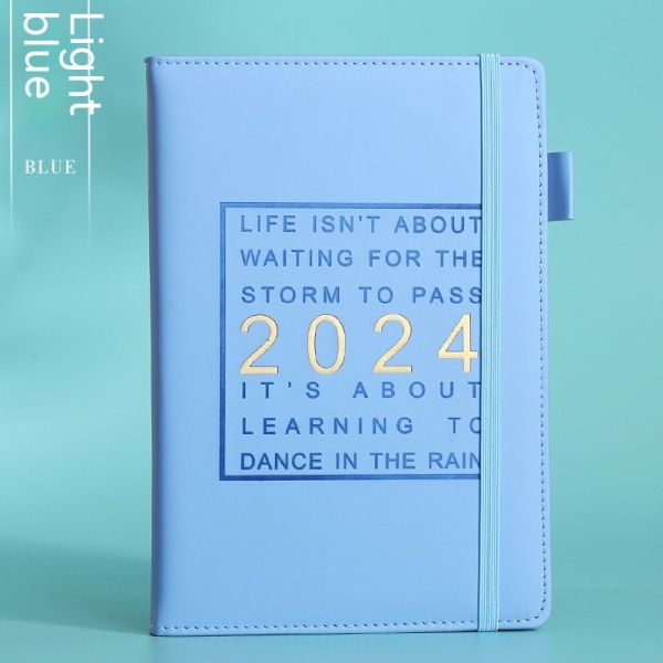 4 stk. 2024, for å nå dine mål & forbedre produktiviteten, januar 2024 - desember 2024, tykt papir, 308 notatsider, innerlomme