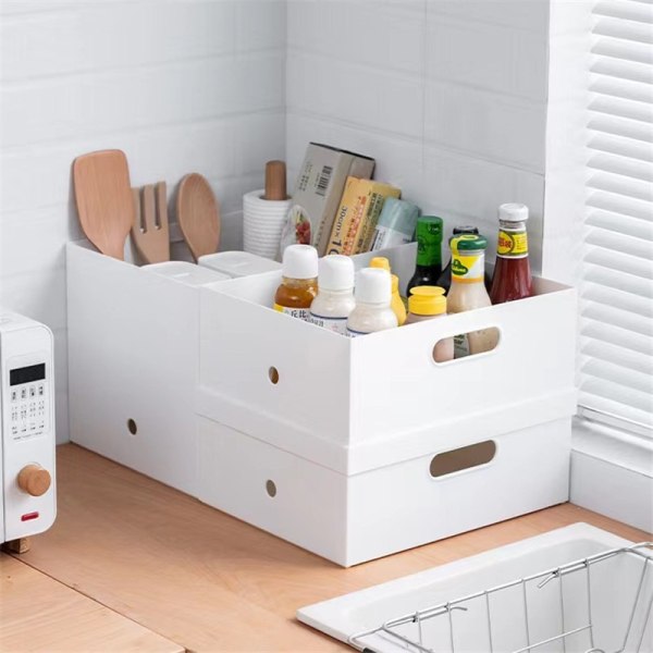 File and Storage Boxes with Lid and Handles, Storage Box with Wheels, Multi-Function Portable Large Plastic Box，White