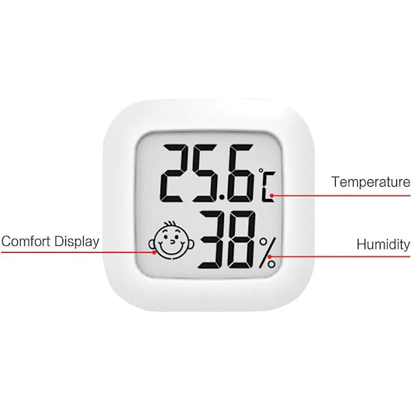Digitalt Hygrometer Indendørs Termometer Indendørs Termometer Og Hygrometer Med Temperatur Fugtigheds Monitor Til Drivhus, Have, Kælder 2 Stykker Hvid