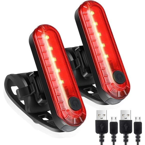 RYI) 2 kpl LED-takavaloja polkupyörään, erittäin kirkkaat ja USB-ladattavat