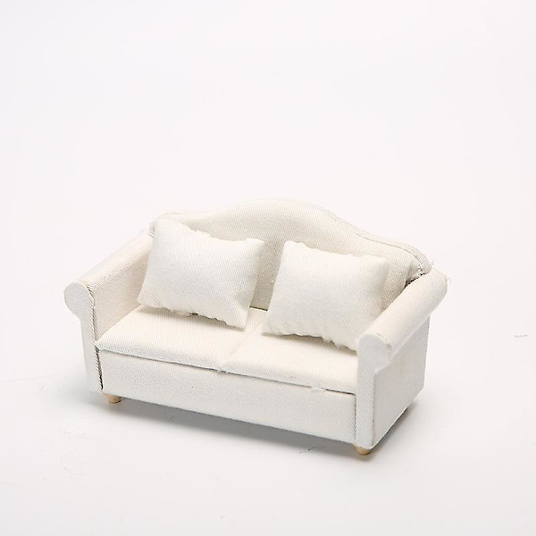 Dukkehust Miniatyr Sofa Modell Mini Sofa Miniatyr Sofa Med Puter For 1/12 Dukkehust Hvit 13.5X7.2X6.4CM White 13.5X7.2X6.4CM