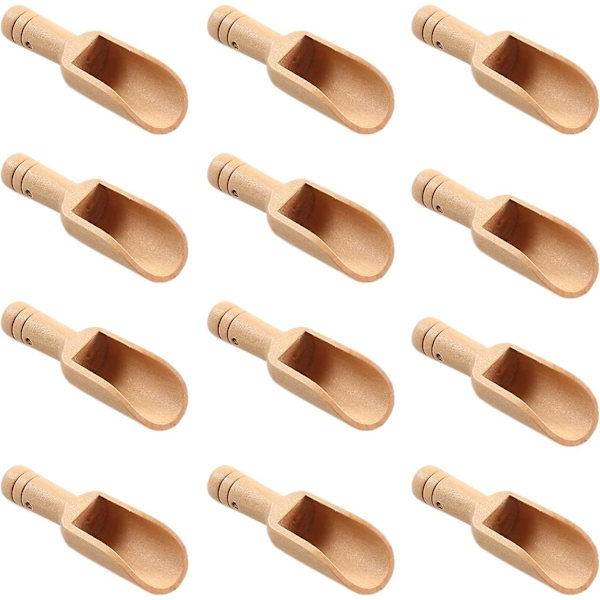 Träskopor Mini Bad Salt Skopa Kaffeböna Te Mjöl Socker Kryddor Sked Matlagning Bakning Kök (35st, träfärg)