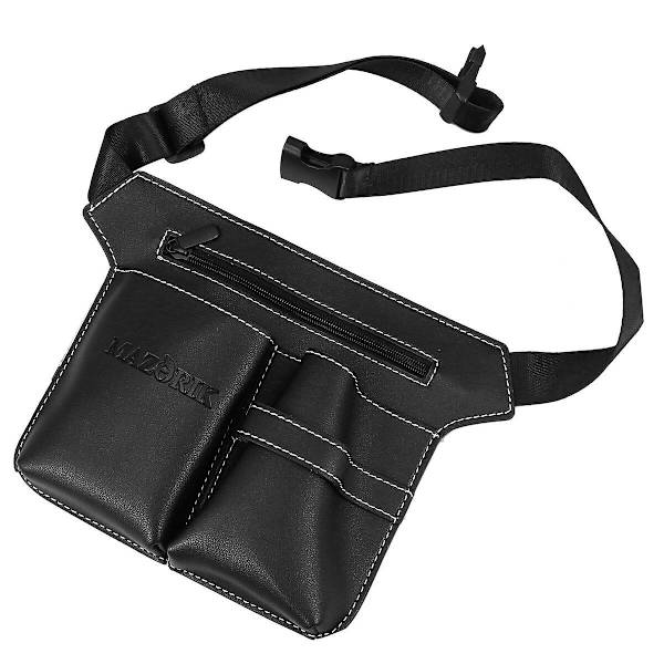 Hållbar Frisör Midjeväska Hårtrimningsverktyg Läder Väska Förvaringspåse Bärbar Midjeväska För Dagligt Bruk ( Black 25x19cm