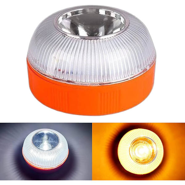 Nödlampa V16 Nödbelysning Fristående Led Varningsljus Usb Laddningsbar Med Magnetisk Bas, Gul Vit Vägfel Varningsljus Används För Bil