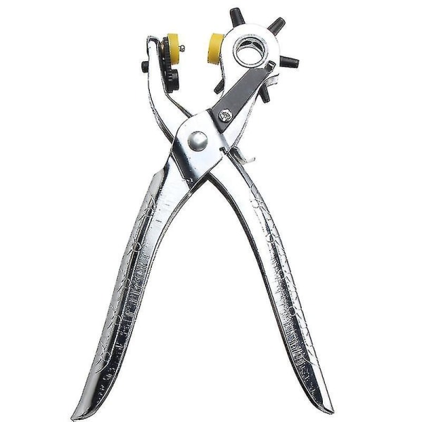 Lærpunch med roterende punch og multi-størrelse tips Multifunksjonell punchtang Lærbelte punchtang 30*11*2.5cm Sølv Jiujiuso