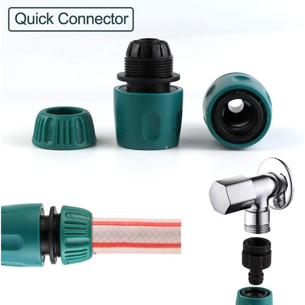 Plast Hurtigkoblinger For Hage Slange, 10 Pakk (6 Slange Hurtigkobling, 1 Dobbel Kobling, 2 Gjengede Kranadapter, 1x Y-Splitter), 6 Slangepakninger
