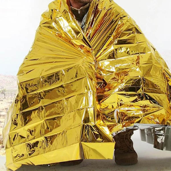 10 stycken nödfiltar Vikbara Guld 210x160cm Silver + Guld