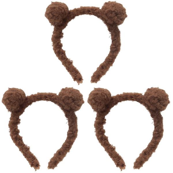 3pcs Sweet And Lovely Plush Ball Bear Ears Hair Funny Decor Hair For Kid Child Girl (dark Brown)3pcs