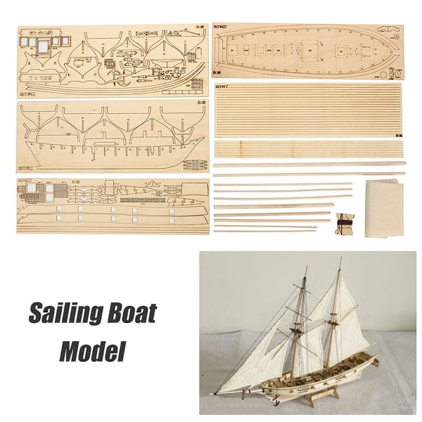 1 Set Monteringsbyggsatser Skeppsmodell Trä Segelbåt Leksaker Segelmodell Monterad Träsats Trähantverk