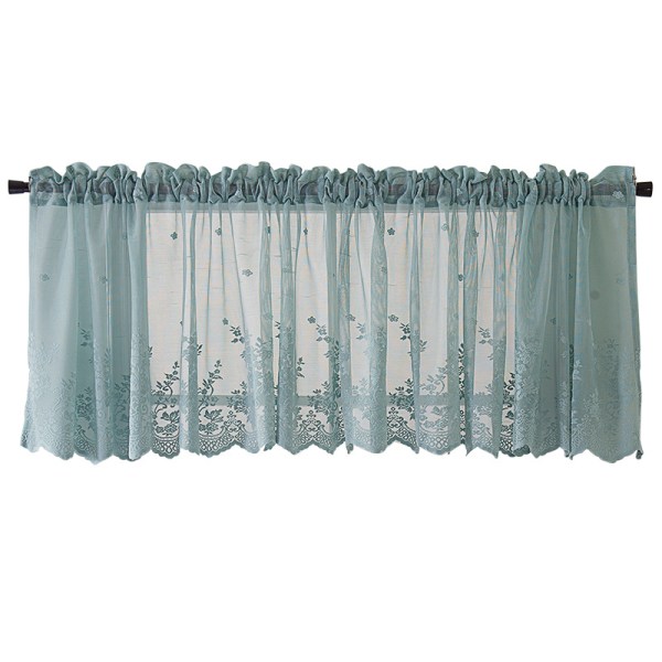 Kort Gardin Dekoration 130*41cm Café Nätgardiner - Blå Spets Kort Gardin