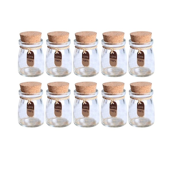 10 st 100 ml Glasburkar med Korklock DIY Önskeflaska Bröllopsgåvor Apoteksburkar Honungsburk Bo 5.5X5.5cm