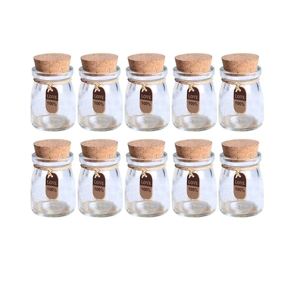 10 stk. 100 ml Glasburke med Korklåg DIY Ønskeflaske Bryllupsgaver Apotekerburke Honningkrukke Bo 5.5X5.5cm