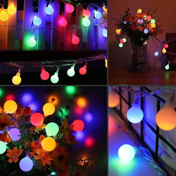 Sfäriska ljusslingor, 6m 40 led små bollar, batteridriven inomhus- och utomhusdekorationsbelysning, för hem/sovrum/trädgård/balkong/fest/jul