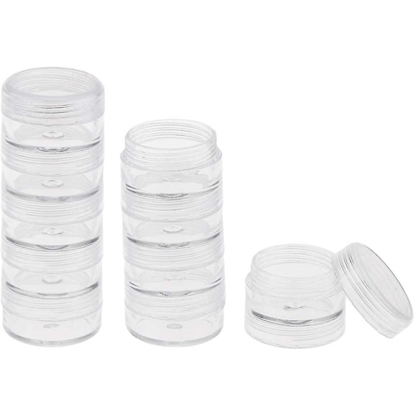 Runde Små Plast Kosmetik Opbevaringsbeholdere Smykkeudstilling Klar Makeup Stabelbar Lille Skruelågsglas 5 Lag Neglekunst Skrueboks (2 sæt (10 stk), B
