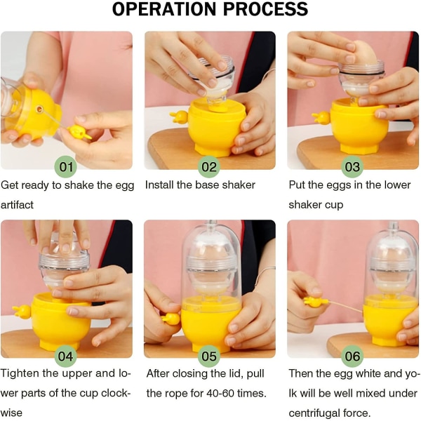 Egg Scrambler Hand Golden Egg Machine Äggula Vit Mixer Vispa Köksredskap för att blanda ägg med skivare