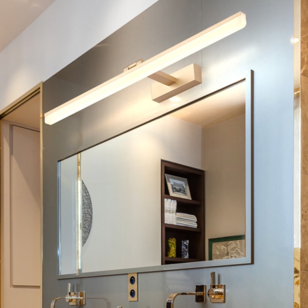 Badeværelsesvæglampe Badeværelses LED spejllys forreste badeværelsesvask aluminium fugtsikker spejllys, 9w/40cm, guld, hvidt lys