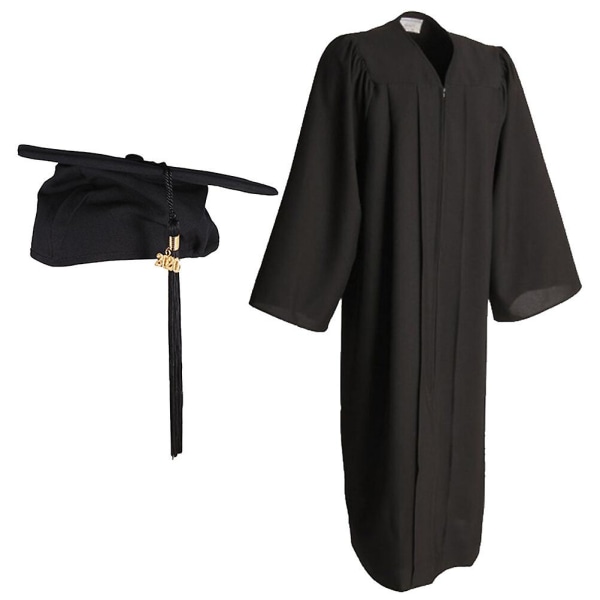 Svart examensklänning och tofs doktorsset Bachelor Kappa examensrock Cosplay kostym F Black 42FF