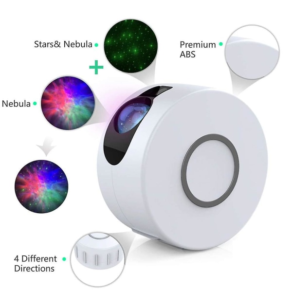 Ny Stjernehimmel Projeksjonslampe Fargerik 3D Visjon Led Laser Nebula Lampe Led Projeksjonslampe For Barn, Rom, Ferier, Bursdagsselskaper Hvit White US Plug