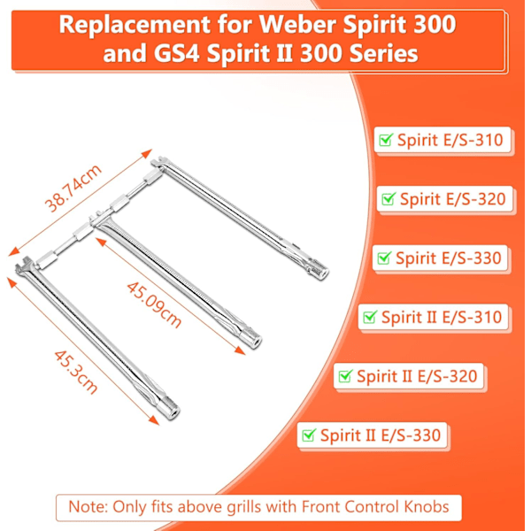 18\" Brænder i rustfrit stål 69787 til Weber Spirit 300-serien