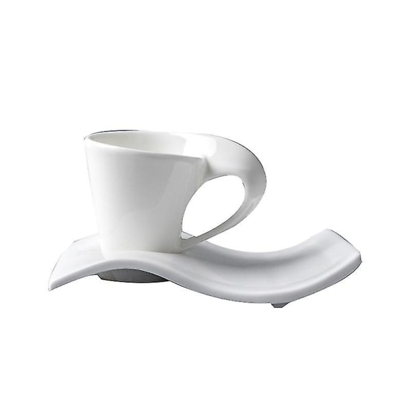 Bølgeformet kaffekop Coffee Shop Pure White Coffee Cup Gavekop