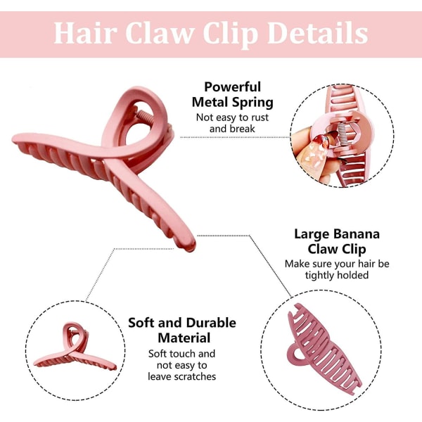 Frostet Kryss Grab Clip Elegant Stor Hårklype Hai Klype Hodeplagg Premium Klype Hodeplagg 3 Stykker Hvit+svart+rosa