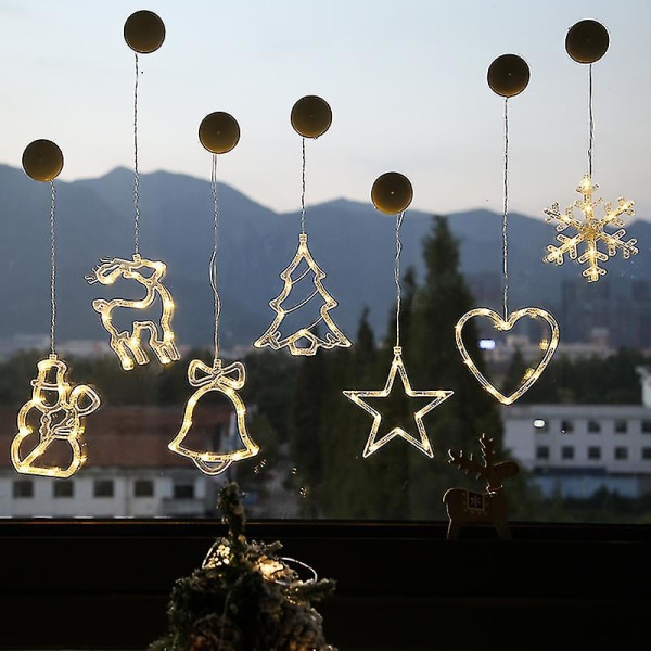 Julbelysning Led hängande fönsterlampa med sugkopp Batteridriven fönsterhängande dekor för inomhusbelysning
