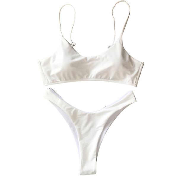 Tvådelad Elastisk Bikinibaddräkt för kvinnor Sexig vadderad baddräkt Baddräkt - Storlek M(vit)VitM White M