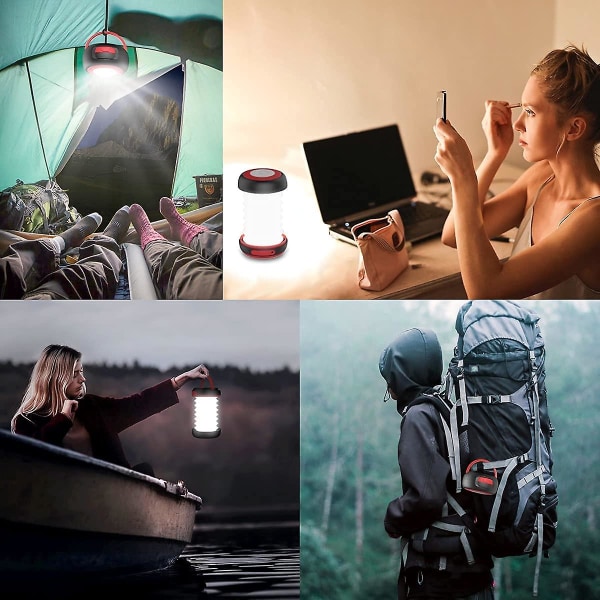 Solcelled Campinglampe Genopladelig Led Lygte 2 I 1 Udendørs Foldbar Lomme Teleskopisk Usb Kabel Batteri 3 Lysstyrke 800mah Max Varighed 12t Til Vandreture