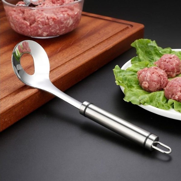 Kødbolleske med Hulske til at Skrabe Kød, Køkkenredskab, Gadget, Værktøj (Farve: Sølv) (1 stk)