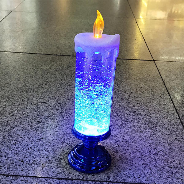 LED Julelys med Sokkel, Julelys med Svirrende Glitter LED Lys, USB Oppladbar Farge (Blå)