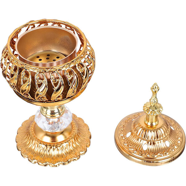 Røgelsesbrænder Frankincense Harpiks Trækul Røgelsesbrænder Jern Arabisk Røgelsesholder Bord Censer Indretning Til Røgelsespinde Kegler Gylden