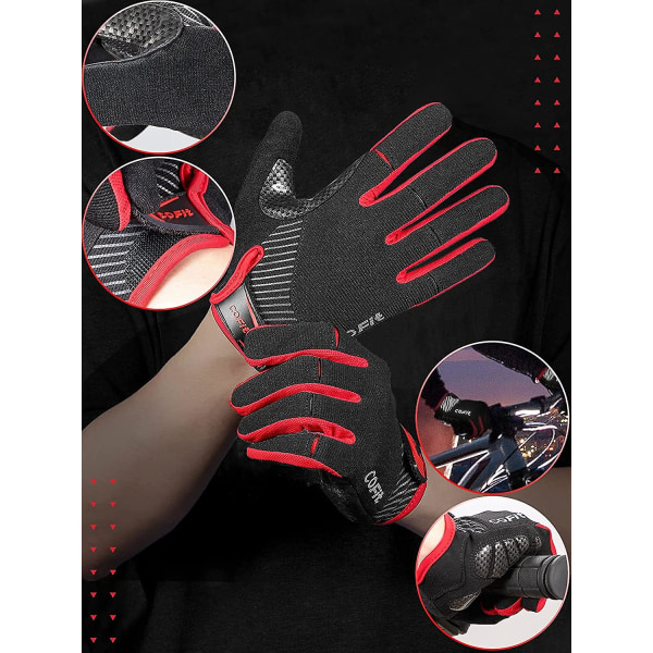 Anti-slip Cykelhandskar, Unisex Hel-Finger Handskar Touchscreen Cykelhandskar För Bmx Atv Mtb, Landsvägsracing, Cykling, Klättring