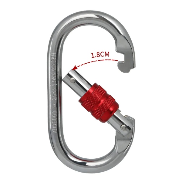 Heavy Duty Carabiner Clip -kiipeilykarbiini (25 kn = 5600 lbs), koukku ruuviportilla monikäyttöinen kiipeilyyn, takila, köydet, riippumatot (O-muoto, 2 kpl)