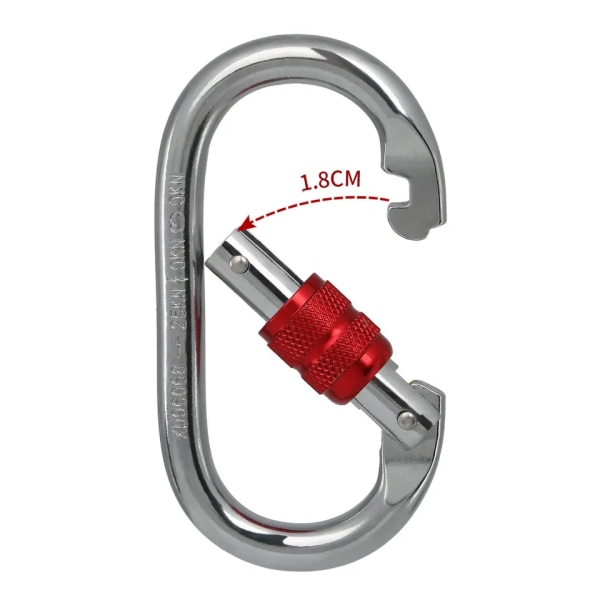 Stærk Karabiner Klip Klatring Karabiner (25kn=5600lbs), Krog med Skrueport Multifunktionel til Klatring, Rigging, Reb, Hængekøjer (O Form, 2-pak)