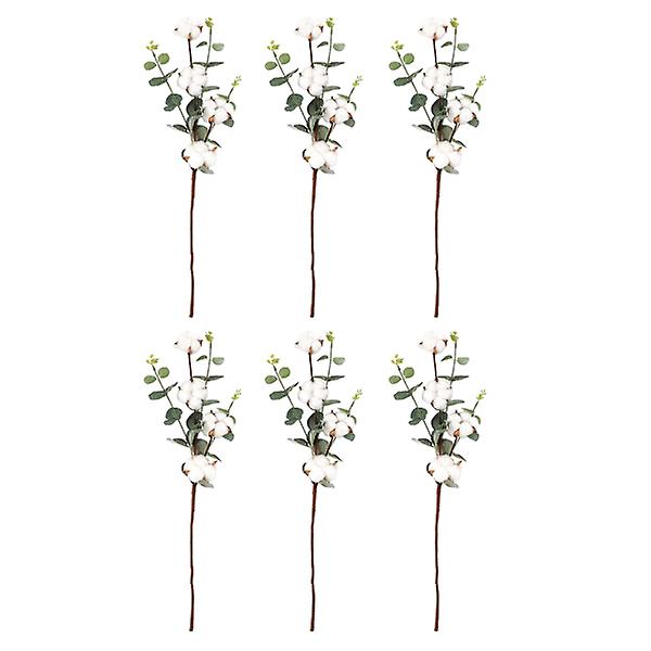 6 st konstgjorda växter Konstgjorda bomullsblommor Arrangemang Växter Heminredning Grön 15x15x60cm Green 15x15x60cm