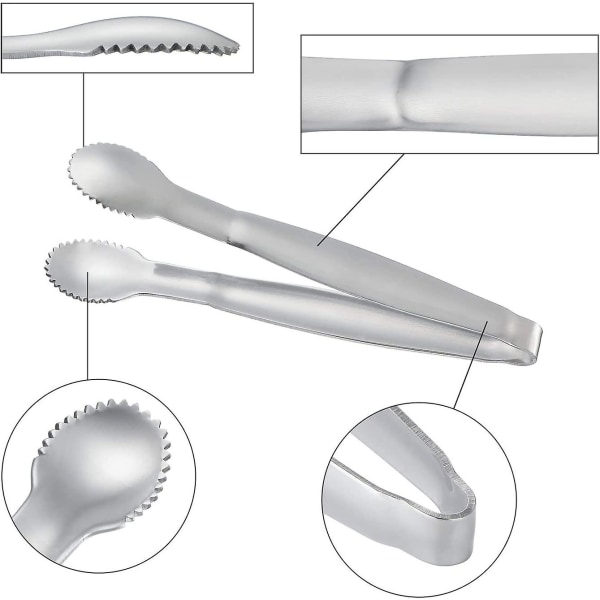 Sett med 4 mini serveringstenger i rustfritt stål - 4\" sukkertenger