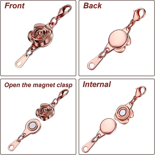 Låsemagnetiske låse Rose smykker Magnetisk lås Halskæde Hummer lås Lukninger Magnetisk lås Converter Kædeforlængere til smykker Halskæde Brac