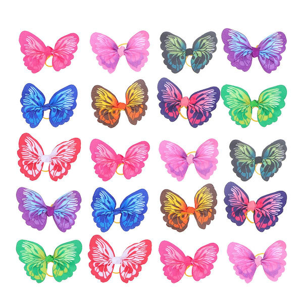 20 st Hårgummi med rosett Hårklämma Valp Huvudbonad Fjärilsklämmor Hårclips 6*3cm 6*3cm