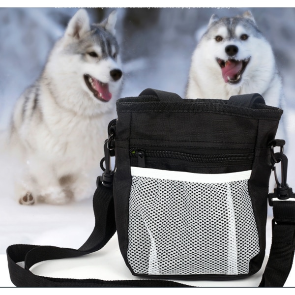 Hundgodisväska, hundträningsväska, bärbar midjeväska för husdjur med justerbart och avtagbart bälte och axelrem (grå)