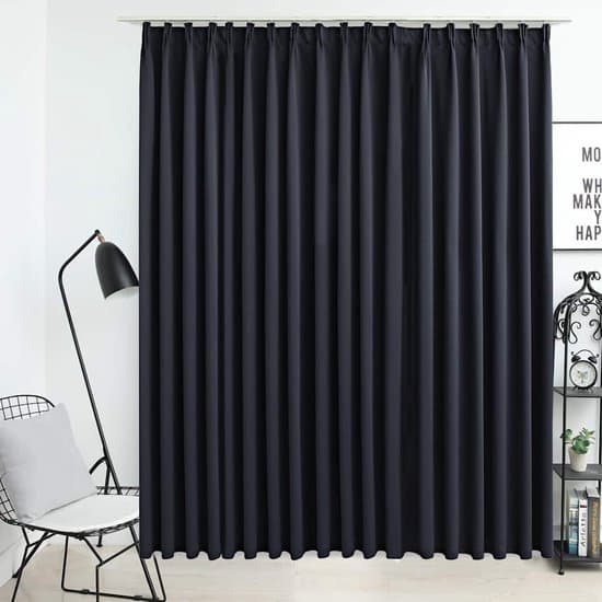 vidaXL Mørklægningsgardin med metalkroge 290x245 cm Sort Polyester Lysblokerende Gardiner til Stue Soveværelse, Maskinvaskbar