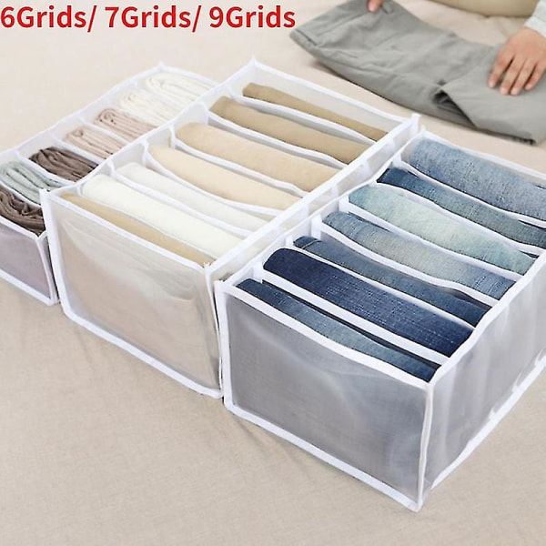 2 st Rengörings- och Hygieniska Jeansfackförvaringslådor Garderob Klädbyrå Nätpartition Byxpartition Hushållsförvaring 11-rutnät strumplåda Grå 11 grid sock box Grey