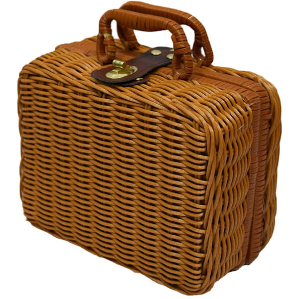 Picnic Kurv med Liner Flet Kurv Opbevaring Vintage Flet Håndtaske Rustik Picnic Kurv Makeup Opbevaringsboks til Camping